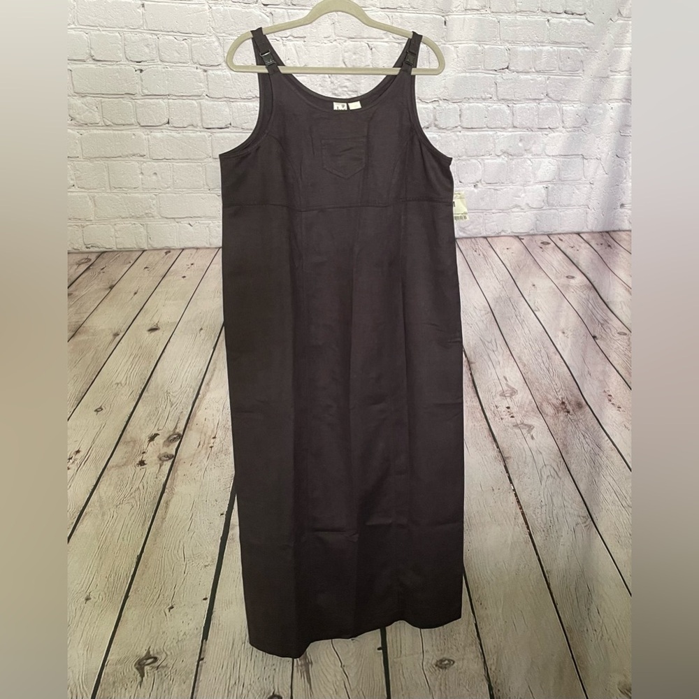 🆕 Duo Maternity Vintage Y2K Lagenlook Faux Suede MED Maxi Charcoal Gray Dress